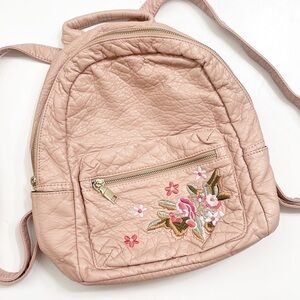 LD pink floral embroidered mini backpack